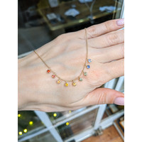1.00 Ct. Multi Color Sapphire Accent Stones Necklace, 14K Yellow Gold Life Style