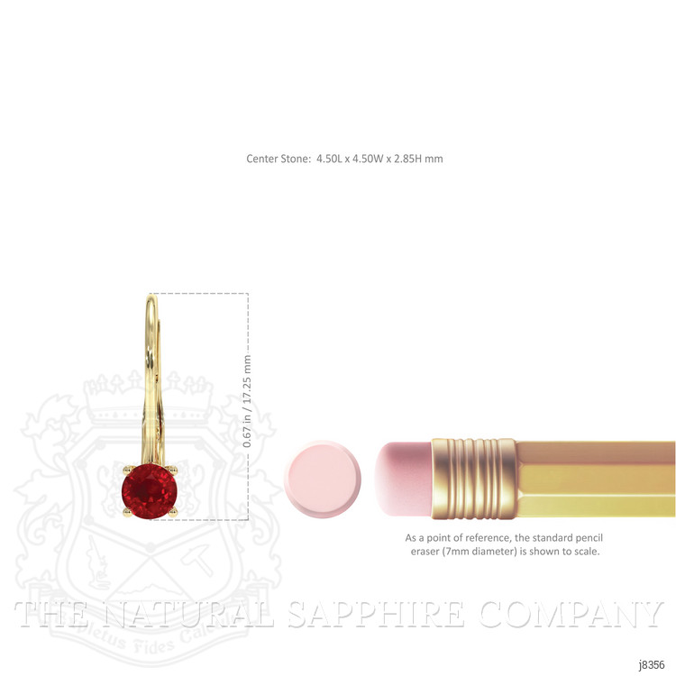 0.95 Ct.Tw. Ruby Drops Earrings, 14K Yellow Gold