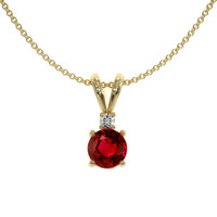 0.45 Ct. Ruby Natural Diamond Solitaire Pendant, 14K Yellow Gold Video