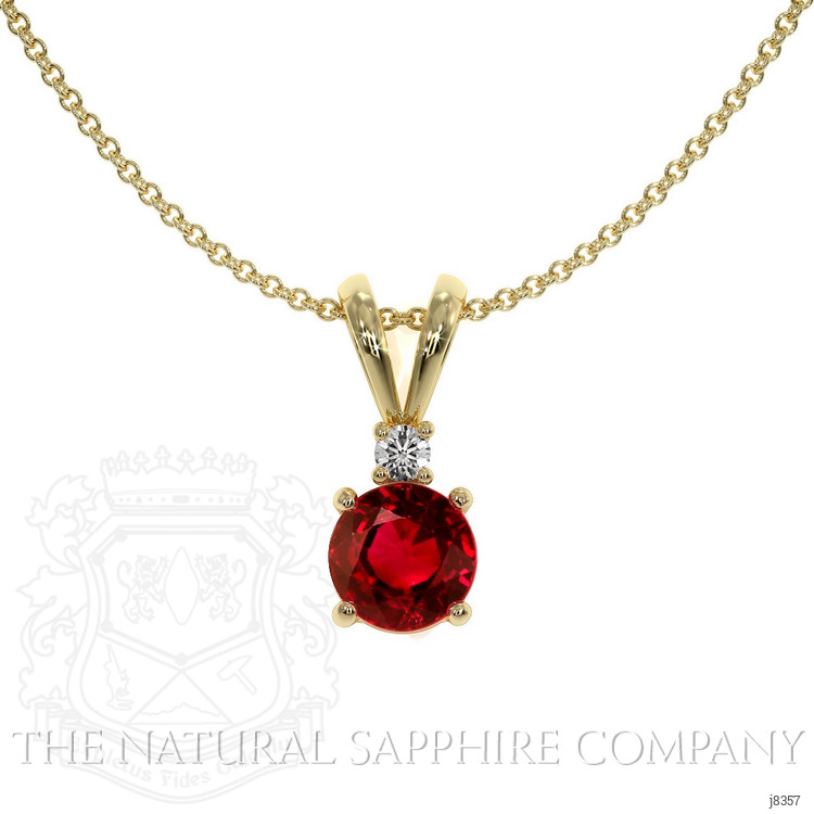 0.45 Ct. Ruby Natural Diamond Solitaire Pendant, 14K Yellow Gold