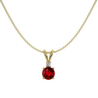 0.45 Ct. Ruby Natural Diamond Solitaire Pendant, 14K Yellow Gold Image