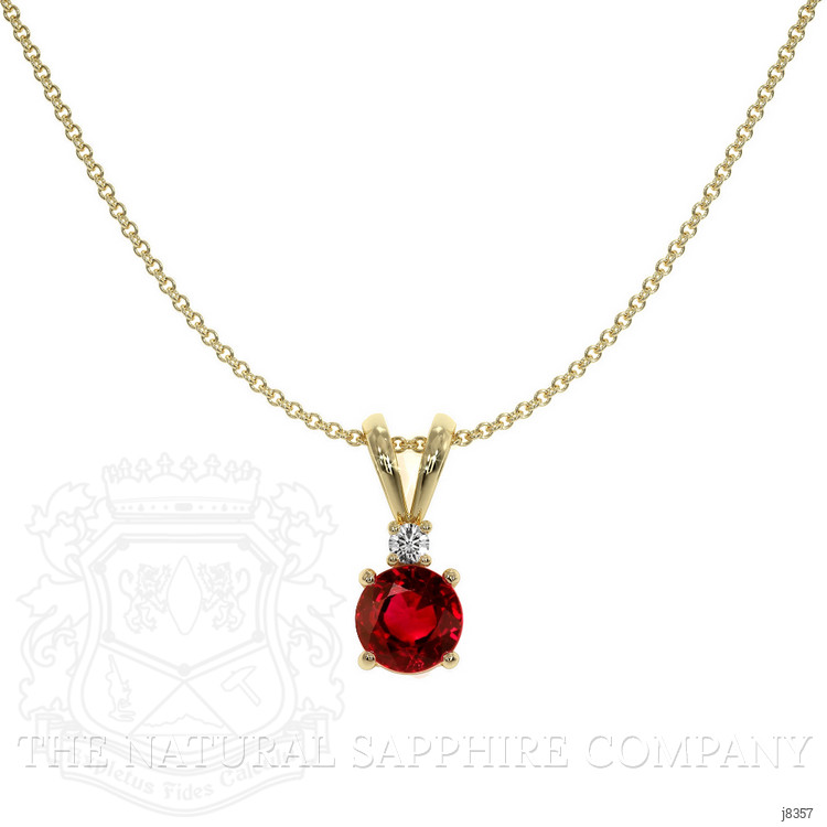 0.45 Ct. Ruby Natural Diamond Solitaire Pendant, 14K Yellow Gold