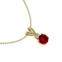0.45 Ct. Ruby Natural Diamond Solitaire Pendant, 14K Yellow Gold Image