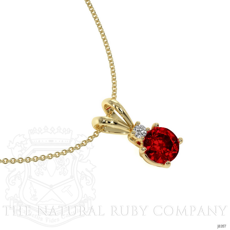 0.45 Ct. Ruby Natural Diamond Solitaire Pendant, 14K Yellow Gold