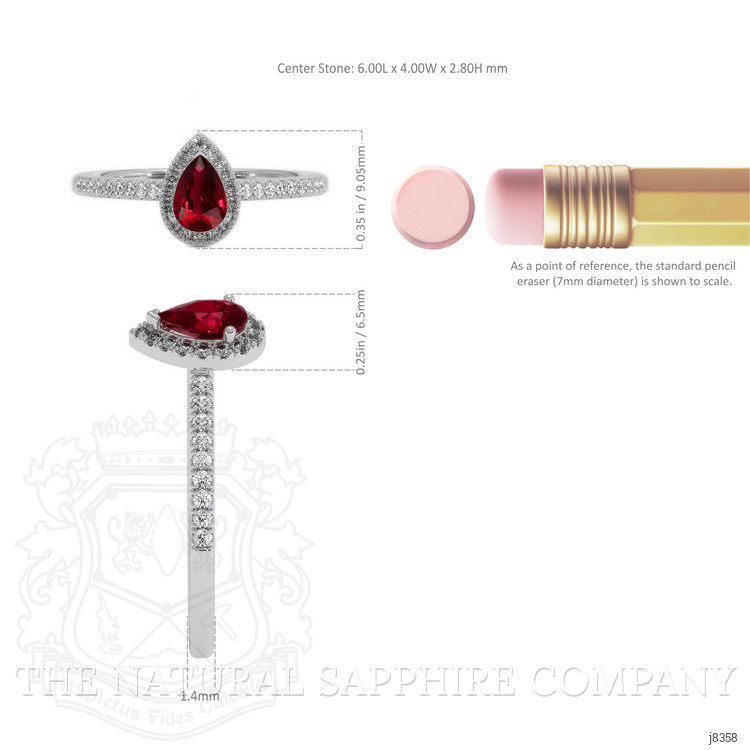 0.45 Ct. Ruby Natural Diamond Pave Ring, 18K White Gold