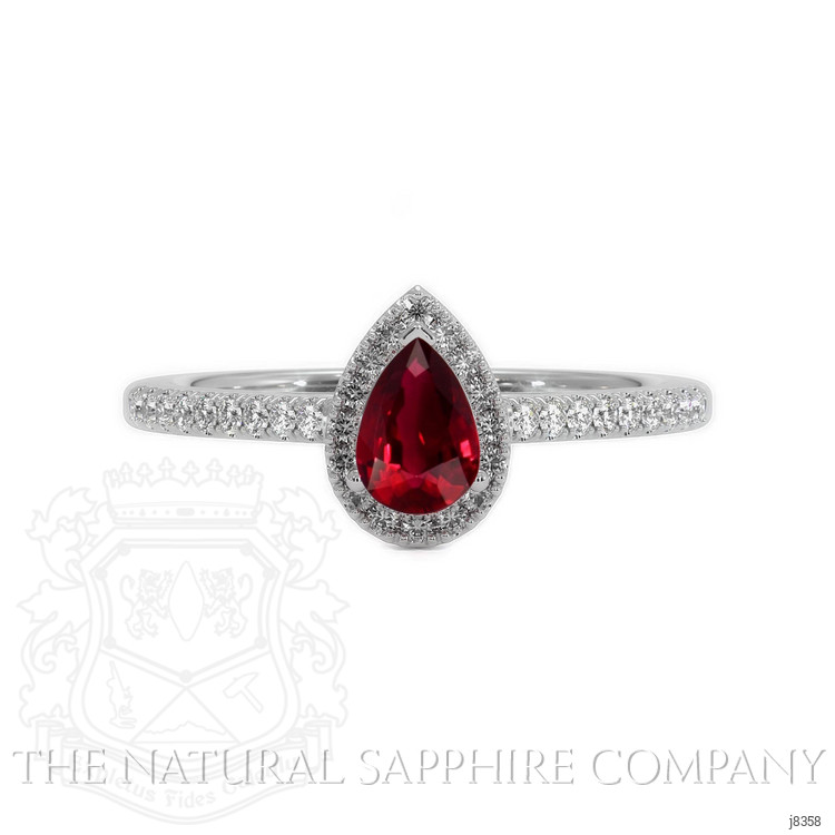 0.45 Ct. Ruby Natural Diamond Pave Ring, 18K White Gold