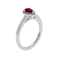 0.45 Ct. Ruby Natural Diamond Pave Ring, 18K White Gold Image