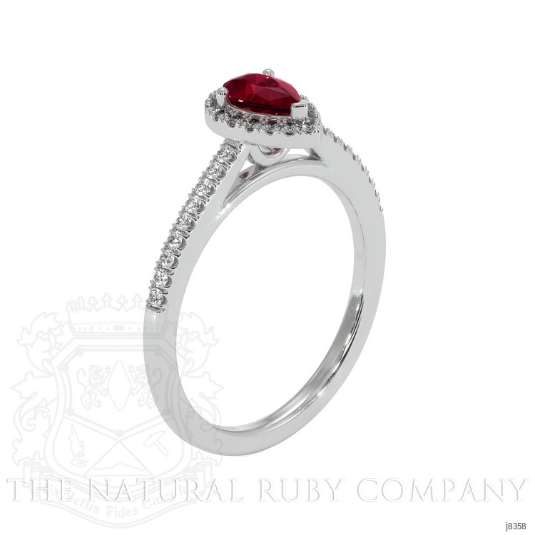 0.45 Ct. Ruby Natural Diamond Pave Ring, 18K White Gold