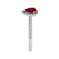 0.45 Ct. Ruby Natural Diamond Pave Ring, 18K White Gold Image