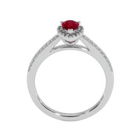 0.45 Ct. Ruby Natural Diamond Pave Ring, 18K White Gold Image
