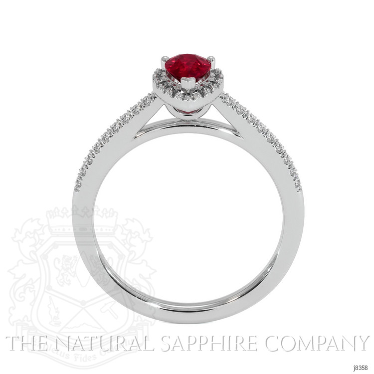 0.45 Ct. Ruby Natural Diamond Pave Ring, 18K White Gold