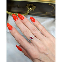 0.45 Ct. Ruby Natural Diamond Pave Ring, 18K White Gold Life Style