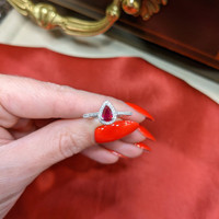 0.45 Ct. Ruby Natural Diamond Pave Ring, 18K White Gold Life Style