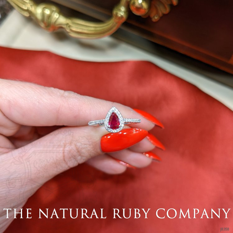 0.45 Ct. Ruby Natural Diamond Pave Ring, 18K White Gold