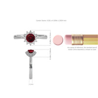 0.45 Ct. Ruby Natural Diamond Halo Ring, 14K White Gold Image