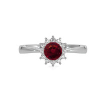 0.45 Ct. Ruby Natural Diamond Halo Ring, 14K White Gold Video