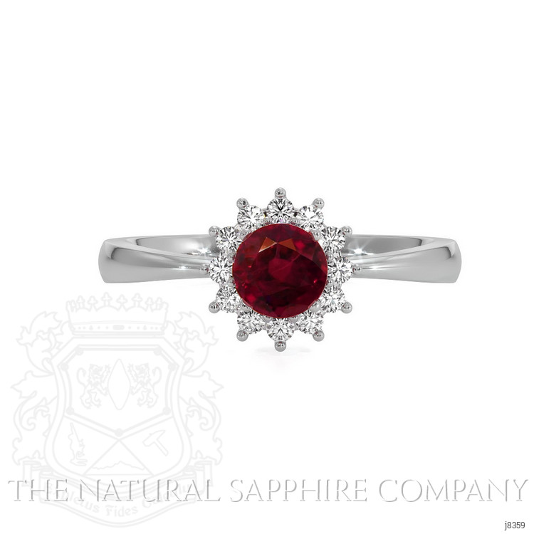 0.45 Ct. Ruby Natural Diamond Halo Ring, 14K White Gold