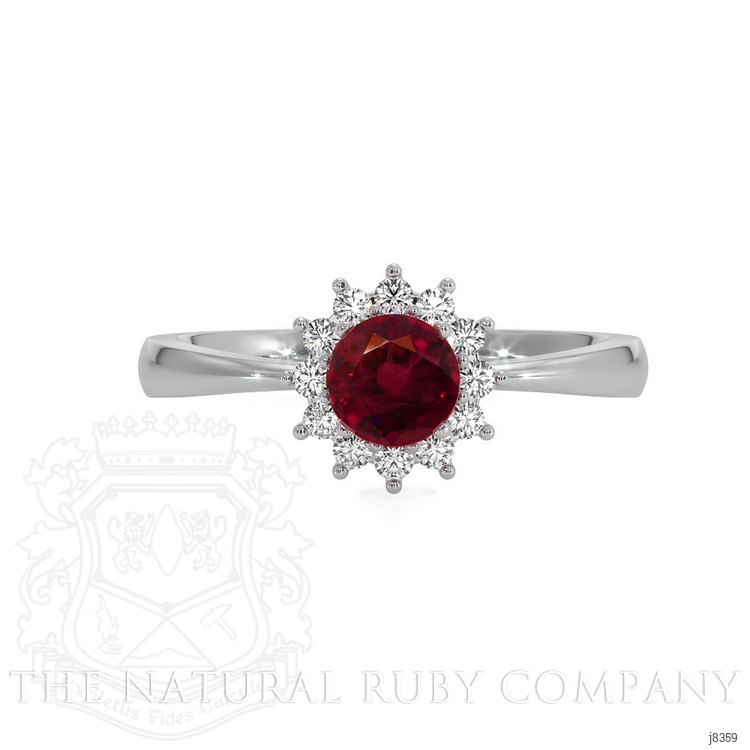 0.45 Ct. Ruby Natural Diamond Halo Ring, 14K White Gold
