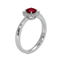 0.45 Ct. Ruby Natural Diamond Halo Ring, 14K White Gold Image