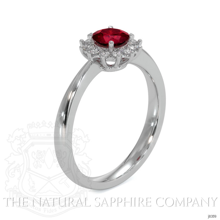 0.45 Ct. Ruby Natural Diamond Halo Ring, 14K White Gold