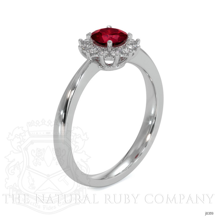 0.45 Ct. Ruby Natural Diamond Halo Ring, 14K White Gold