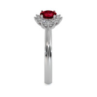 0.45 Ct. Ruby Natural Diamond Halo Ring, 14K White Gold Image