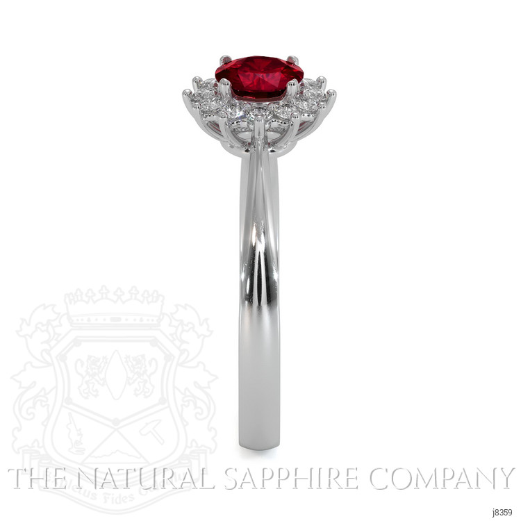 0.45 Ct. Ruby Natural Diamond Halo Ring, 14K White Gold