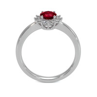0.45 Ct. Ruby Natural Diamond Halo Ring, 14K White Gold Image