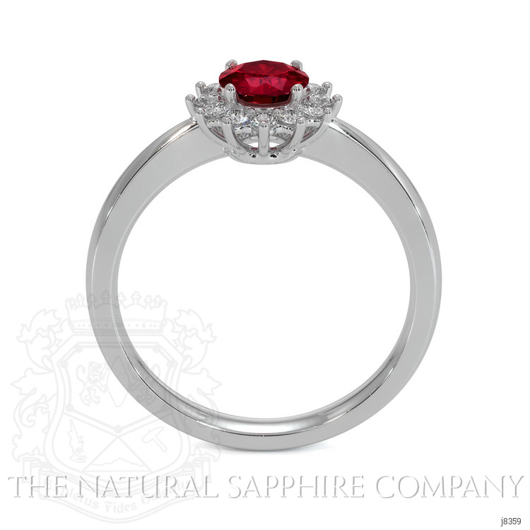 0.45 Ct. Ruby Natural Diamond Halo Ring, 14K White Gold