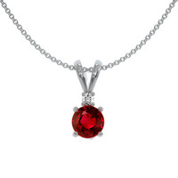 0.65 Ct. Ruby Natural Diamond Solitaire Pendant, 14K White Gold Video