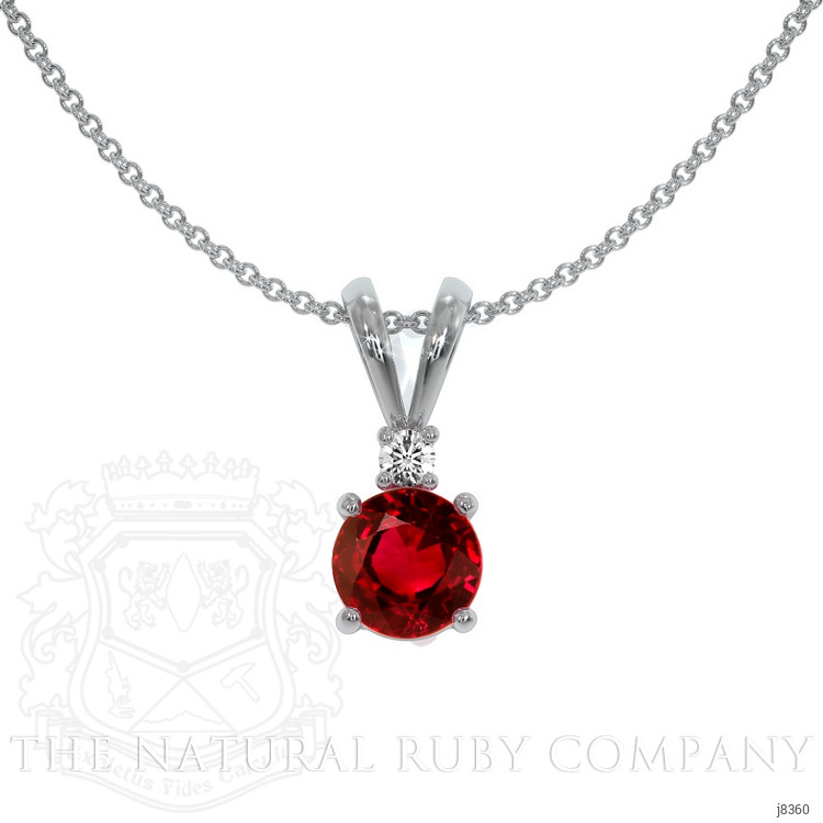0.65 Ct. Ruby Natural Diamond Solitaire Pendant, 14K White Gold