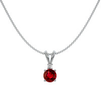 0.65 Ct. Ruby Natural Diamond Solitaire Pendant, 14K White Gold Image