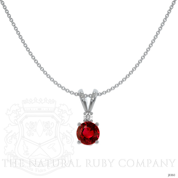 0.65 Ct. Ruby Natural Diamond Solitaire Pendant, 14K White Gold