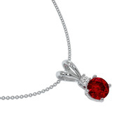 0.65 Ct. Ruby Natural Diamond Solitaire Pendant, 14K White Gold Image