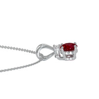 0.65 Ct. Ruby Natural Diamond Solitaire Pendant, 14K White Gold Image