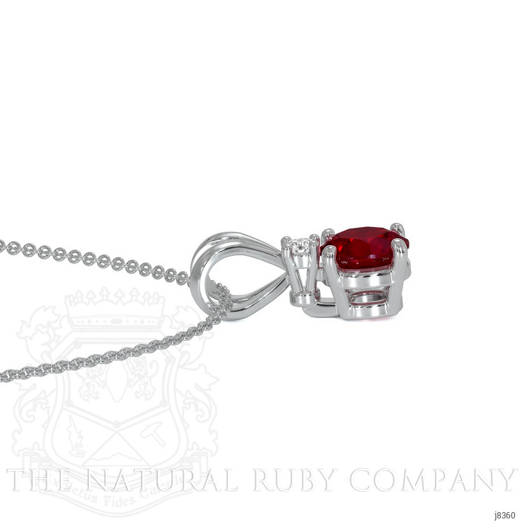 0.65 Ct. Ruby Natural Diamond Solitaire Pendant, 14K White Gold