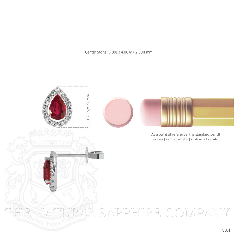 0.90 Ct.Tw. Ruby Natural Diamond Pave Earrings, 18K White Gold