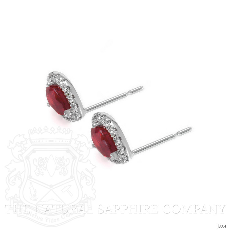 0.90 Ct.Tw. Ruby Natural Diamond Pave Earrings, 18K White Gold