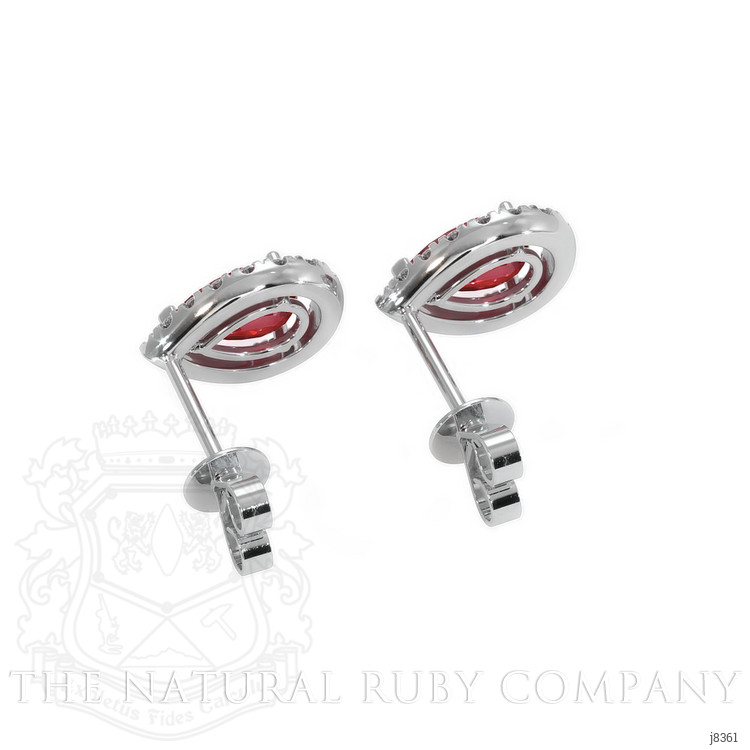 0.90 Ct.Tw. Ruby Natural Diamond Pave Earrings, 18K White Gold