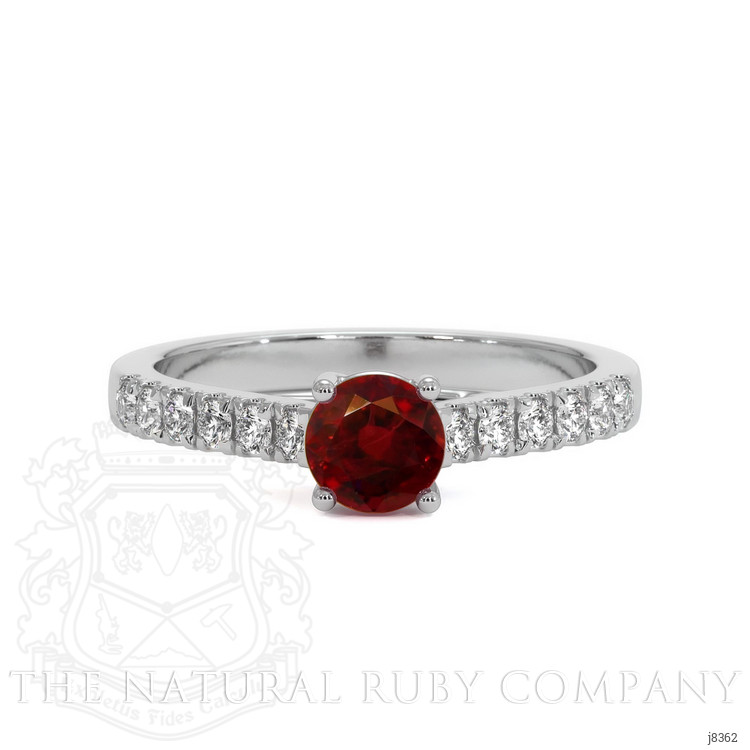 0.65 Ct. Ruby Natural Diamond Pave Ring, 18K White Gold