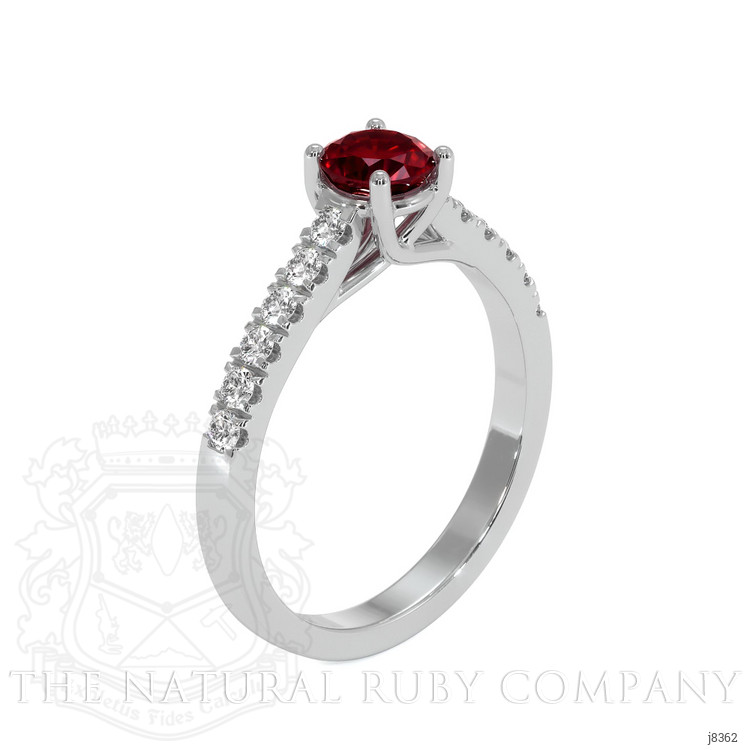 0.65 Ct. Ruby Natural Diamond Pave Ring, 18K White Gold