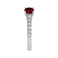 0.65 Ct. Ruby Natural Diamond Pave Ring, 18K White Gold Image