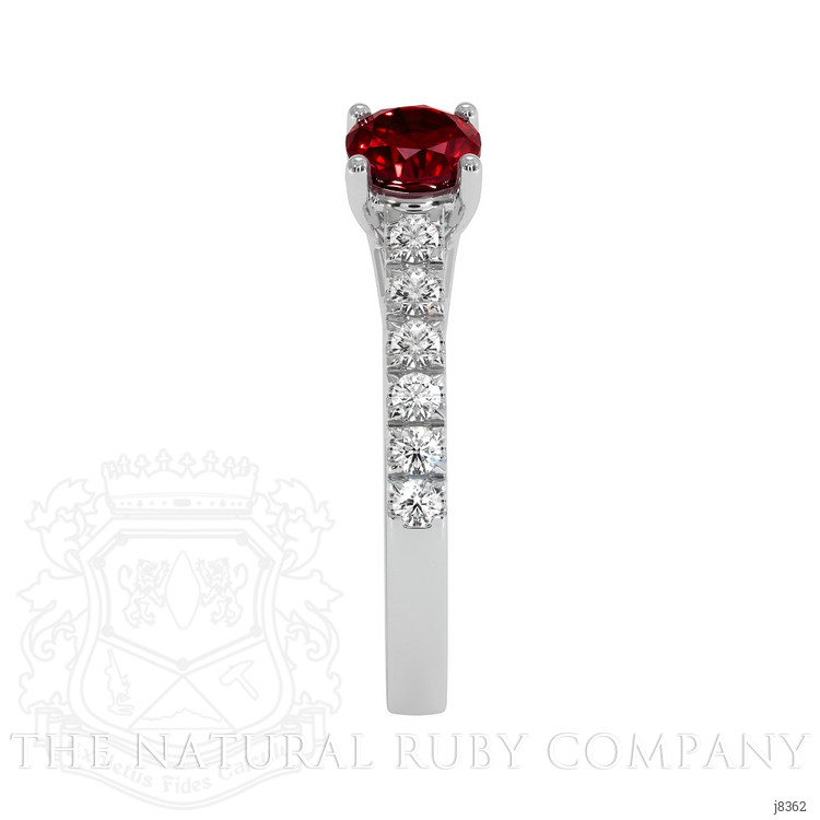 0.65 Ct. Ruby Natural Diamond Pave Ring, 18K White Gold