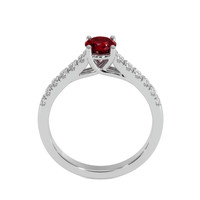 0.65 Ct. Ruby Natural Diamond Pave Ring, 18K White Gold Image