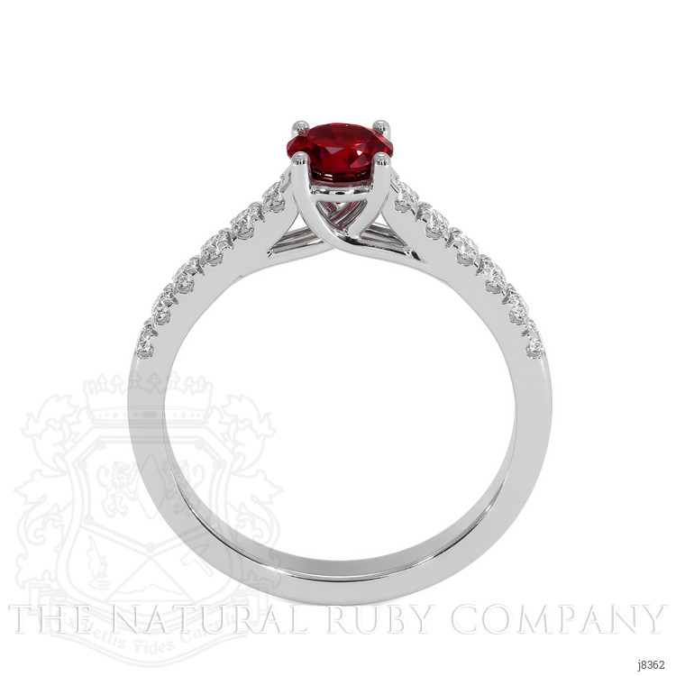 0.65 Ct. Ruby Natural Diamond Pave Ring, 18K White Gold