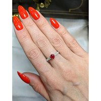 0.65 Ct. Ruby Natural Diamond Pave Ring, 18K White Gold Life Style