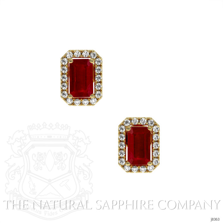 0.68 Ct.Tw. Ruby Natural Diamond Pave Earrings, 18K Yellow Gold