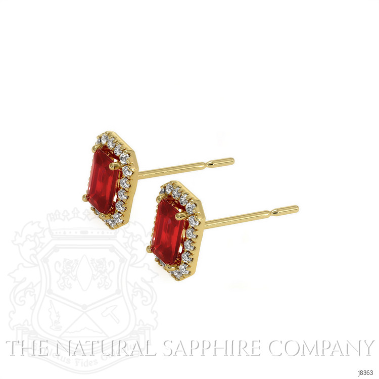 0.68 Ct.Tw. Ruby Natural Diamond Pave Earrings, 18K Yellow Gold
