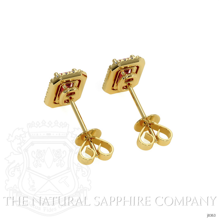 0.68 Ct.Tw. Ruby Natural Diamond Pave Earrings, 18K Yellow Gold