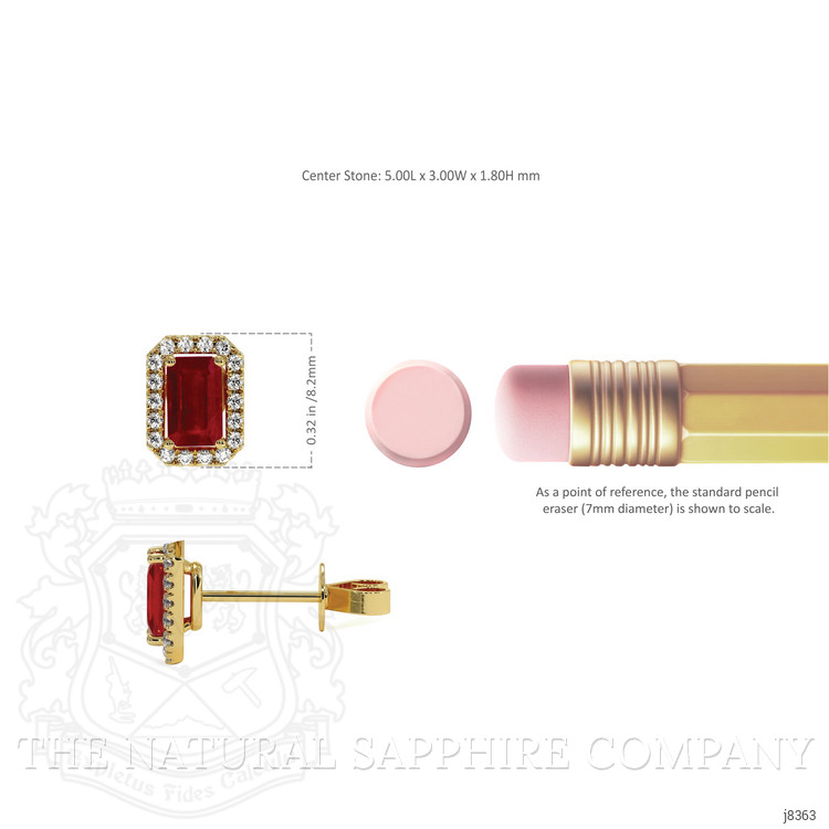 0.68 Ct.Tw. Ruby Natural Diamond Pave Earrings, 18K Yellow Gold